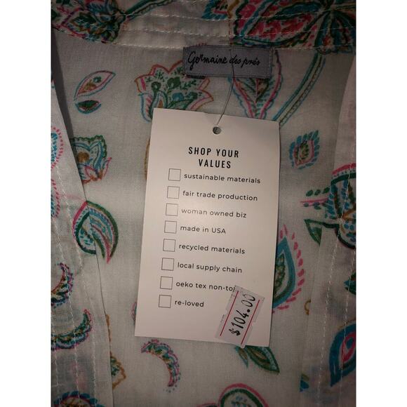 Germain Des Pres Kimono One Size Floral Cotton Short Robe India Blue New Tags - Picture 9 of 10